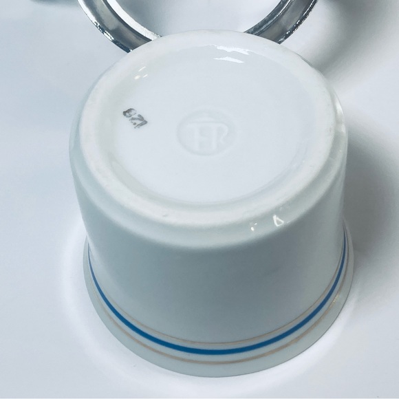 Rare Vintage Italy Fine Porcelain White Sugar Bowl EP Zinc Chrome Stand Art Deco - Picture 4 of 5